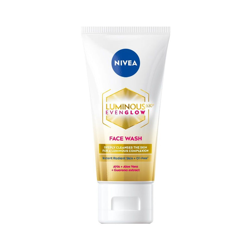 Nivea Luminous Even Glow Face Wash Oil Free Formula, Aha, Aloe Vera, Guarana Extract Deep Clean, 50ml Buy at Indicrest