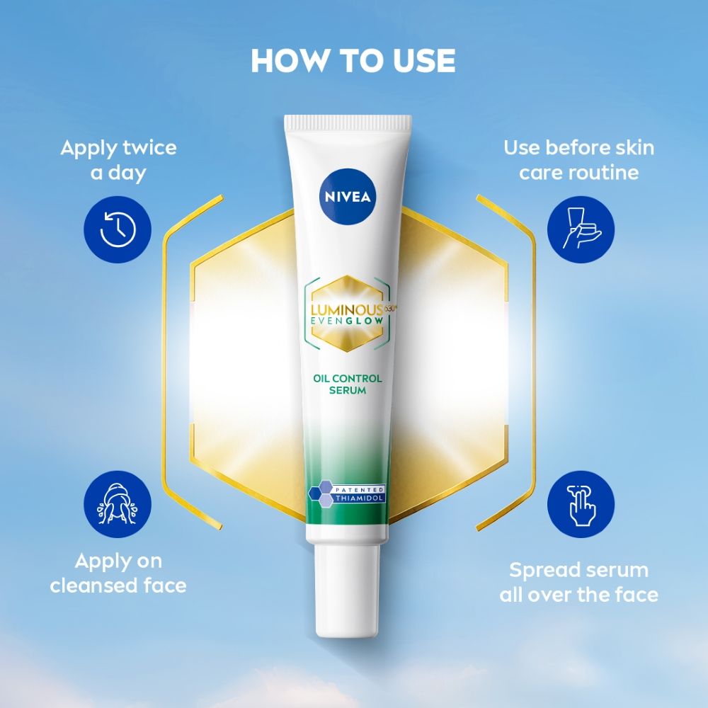 Nivea Luminous Even Glow Oil Control Serum Thiamidol, Salicylic, Hyaluronic Acid Reduces Dark Spot, 40ml Buy at Indicrest Image 7