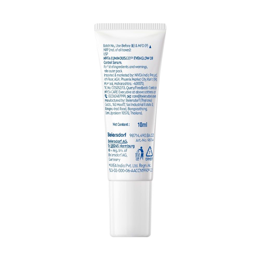 Nivea Luminous Even Glow Oil Control Serum Thiamidol, Salicylic, Hyaluronic Acid Reduces Dark Spot, 10ml Buy at Indicrest Image 10