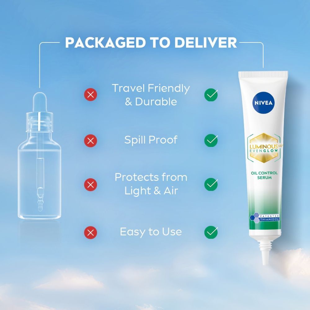 Nivea Luminous Even Glow Oil Control Serum Thiamidol, Salicylic, Hyaluronic Acid Reduces Dark Spot, 10ml Buy at Indicrest Image 8