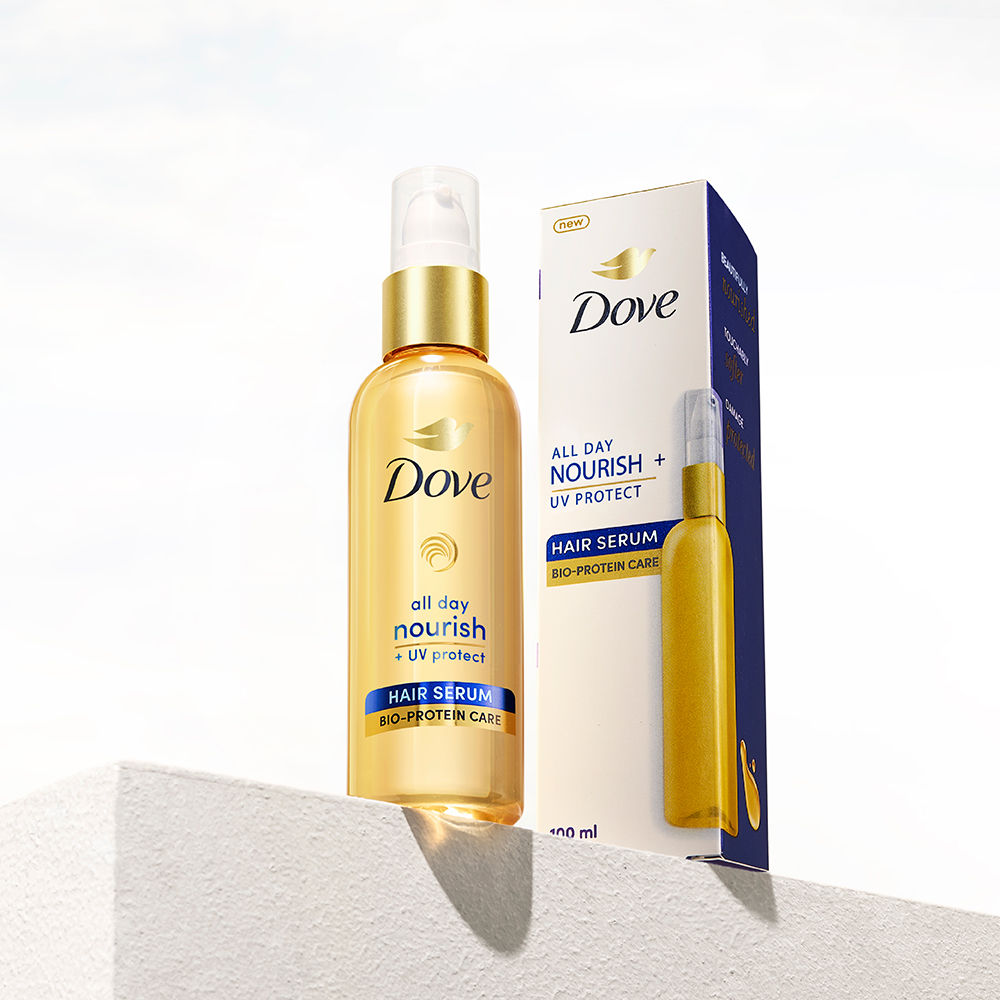 Dove All Day Nourish + UV Protect Hair Serum For All Hair Types With Bio Protein Care, 100ml