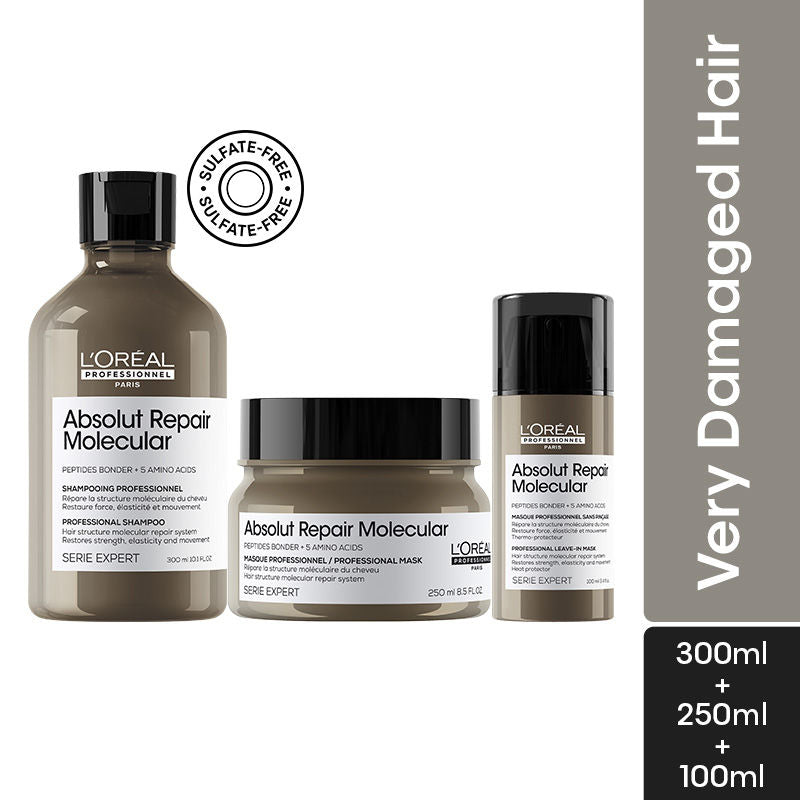 L'Oreal Professionnel Absolut Repair Molecular Sulfate-Free Shampoo, Mask & Leave-In Cream Combo
(3 pcs)1111