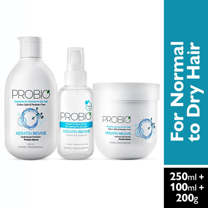 Godrej Professional Keratin Rich Shampoo & Mask With Hydrolysed Keratin & Protect Shine Serum Combo, 3 pieces Buy at Indicrest