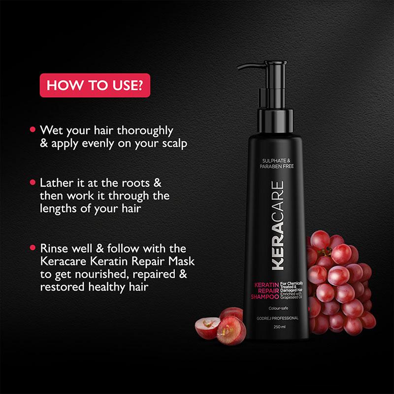 Godrej Professional Keracare Keratin Damage Repair Sulphate & Paraben Free Shampoo, 250ml + Conditioner Mask, 200ml Combo, 2 pieces Buy at Indicrest Image 2