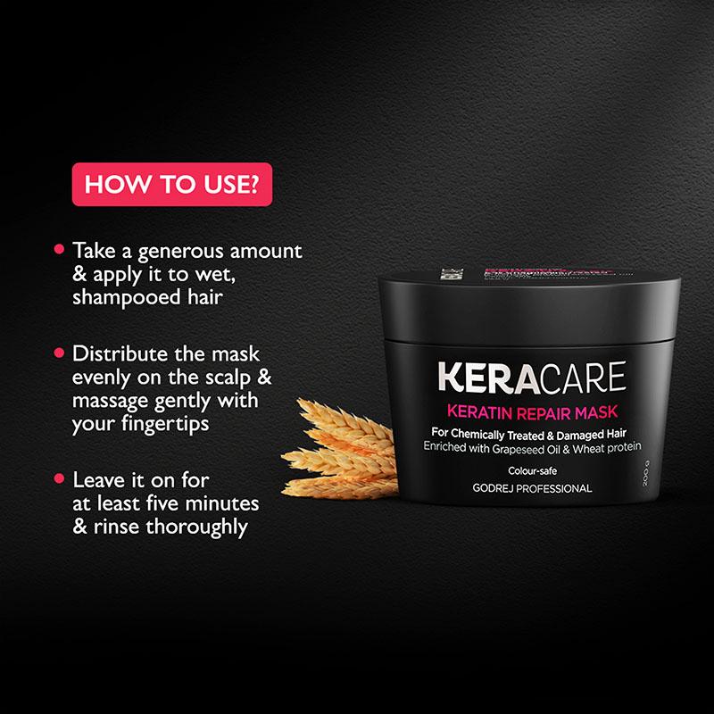 Godrej Professional Keracare Keratin Damage Repair Sulphate & Paraben Free Shampoo, 250ml + Conditioner Mask, 200ml Combo, 2 pieces Buy at Indicrest Image 3