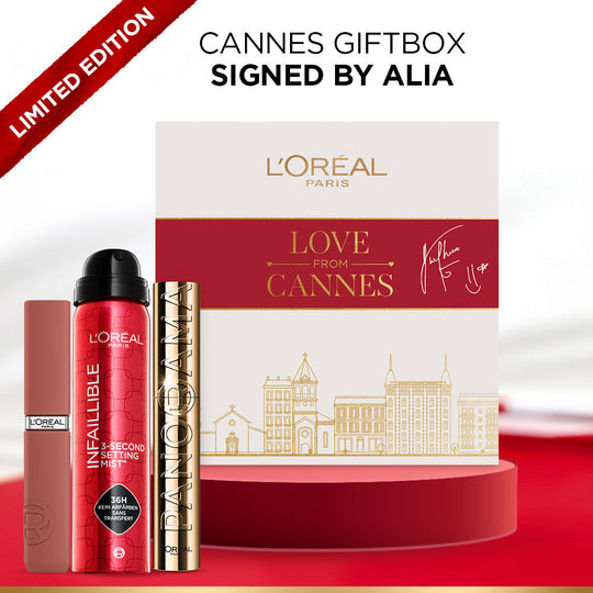 L'Oreal Paris Love From Cannes Makeup Bestsellers Gift Box - Liquid Lipstick, Mascara, Setting Spray, 300g Buy at Indicrest