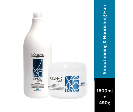 L'Oreal Professionnel Xtenso Care Shampoo, 1500ml & Hair Masque, 490g Combo For Straightened Hair Buy at Indicrest