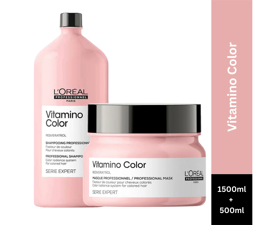 L'Oreal Professionnel Vitamino Color Shampoo 1500ml | Vitamino Color Mask 500ml Combo