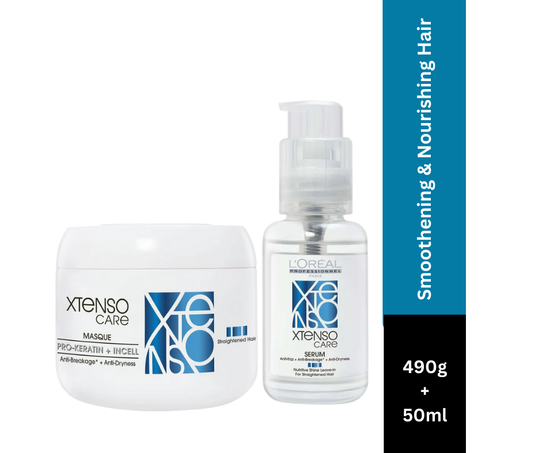 L’Oreal Professionnel Xtenso Care Hair Masque, 490g & Xtenso Care Serum, 50ml Combo For Straightened Hair Buy at Indicrest