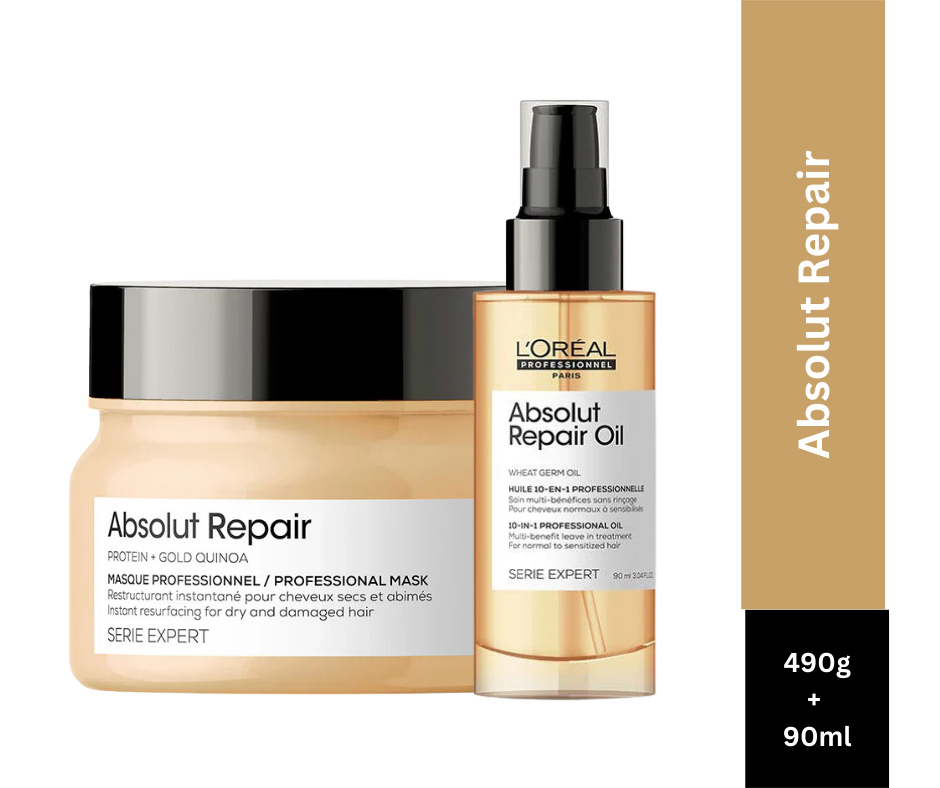 L'Oreal Professionnel Absolut Repair Mask 490g | Absolut Repair Serum 90ml Combo