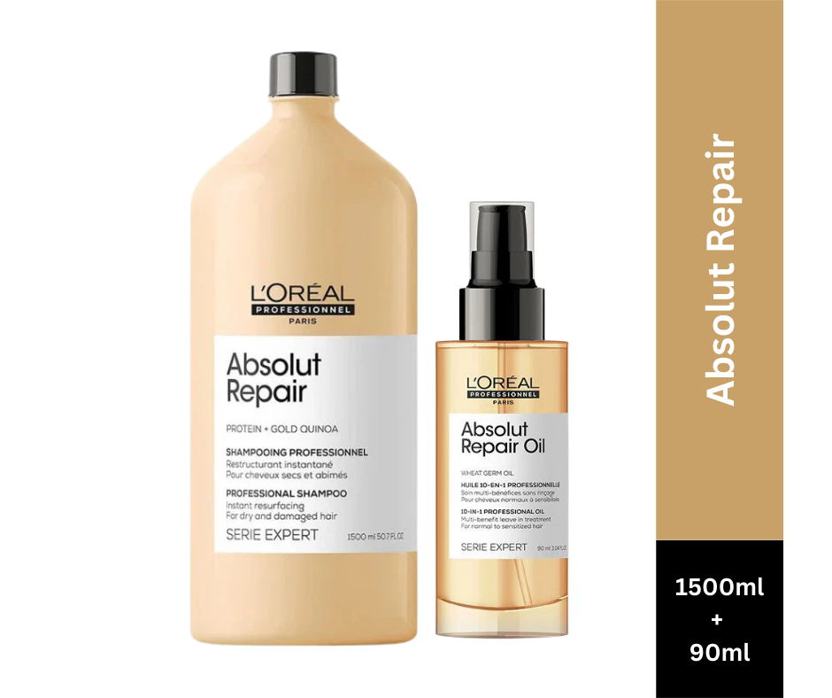 L'Oreal Professionnel Absolut Repair Shampoo 1500ml | Absolut Repair Serum 90ml Combo