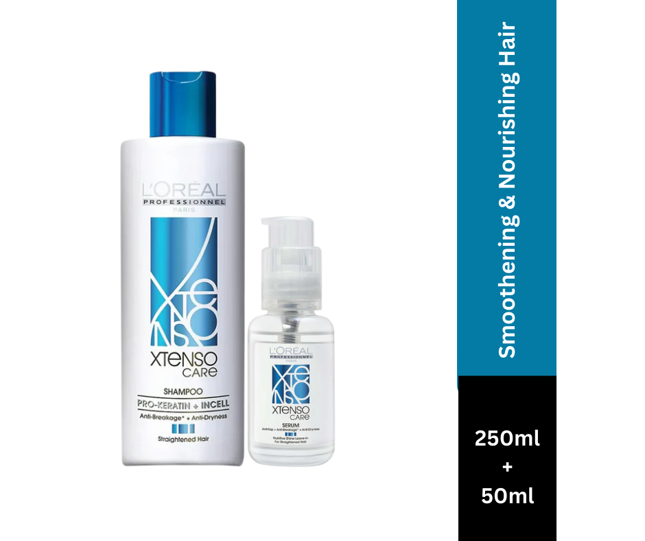 L’Oreal Professionnel Xtenso Care Shampoo, 250ml & Xtenso Care Serum, 50ml Combo For Straightened Hair