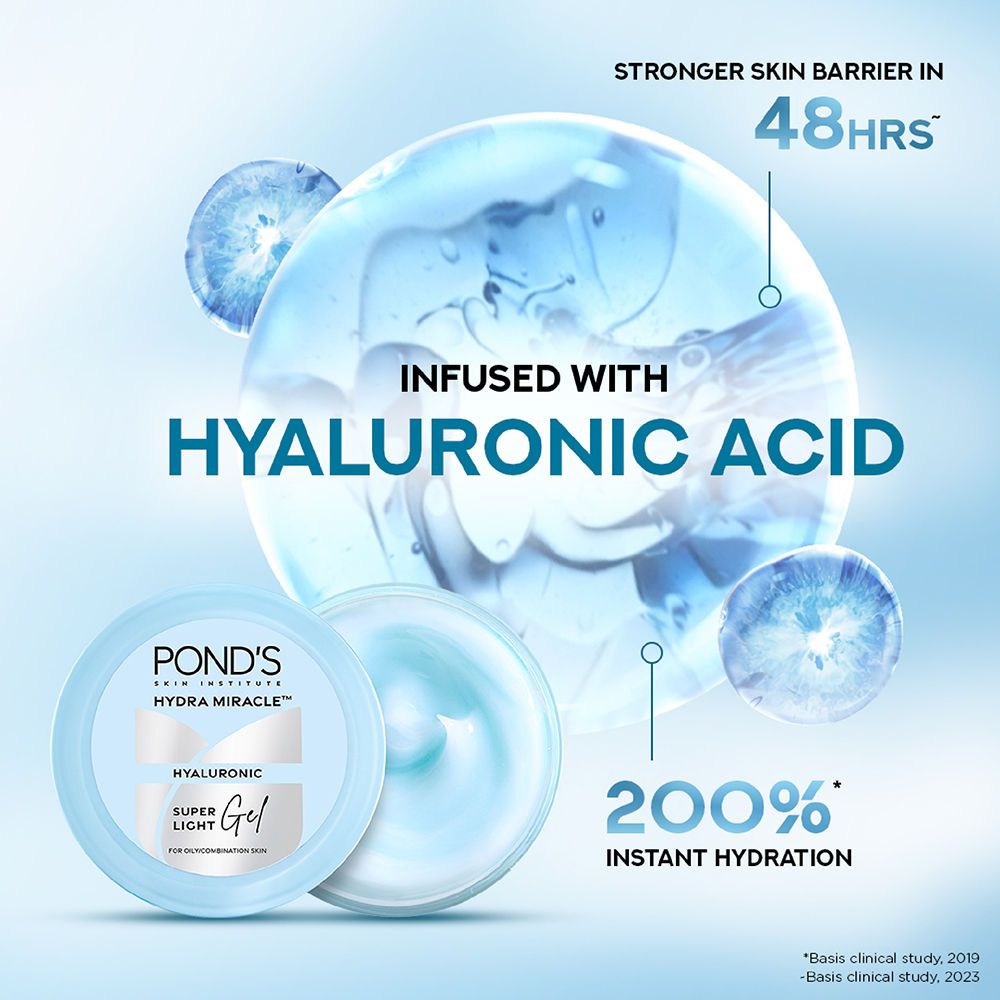 Pond’s Super Light Gel Oil-Free Moisturizer with Hyaluronic Acid & Vitamin E 24HR Hydration, 50ml Buy at Indicrest Image 2