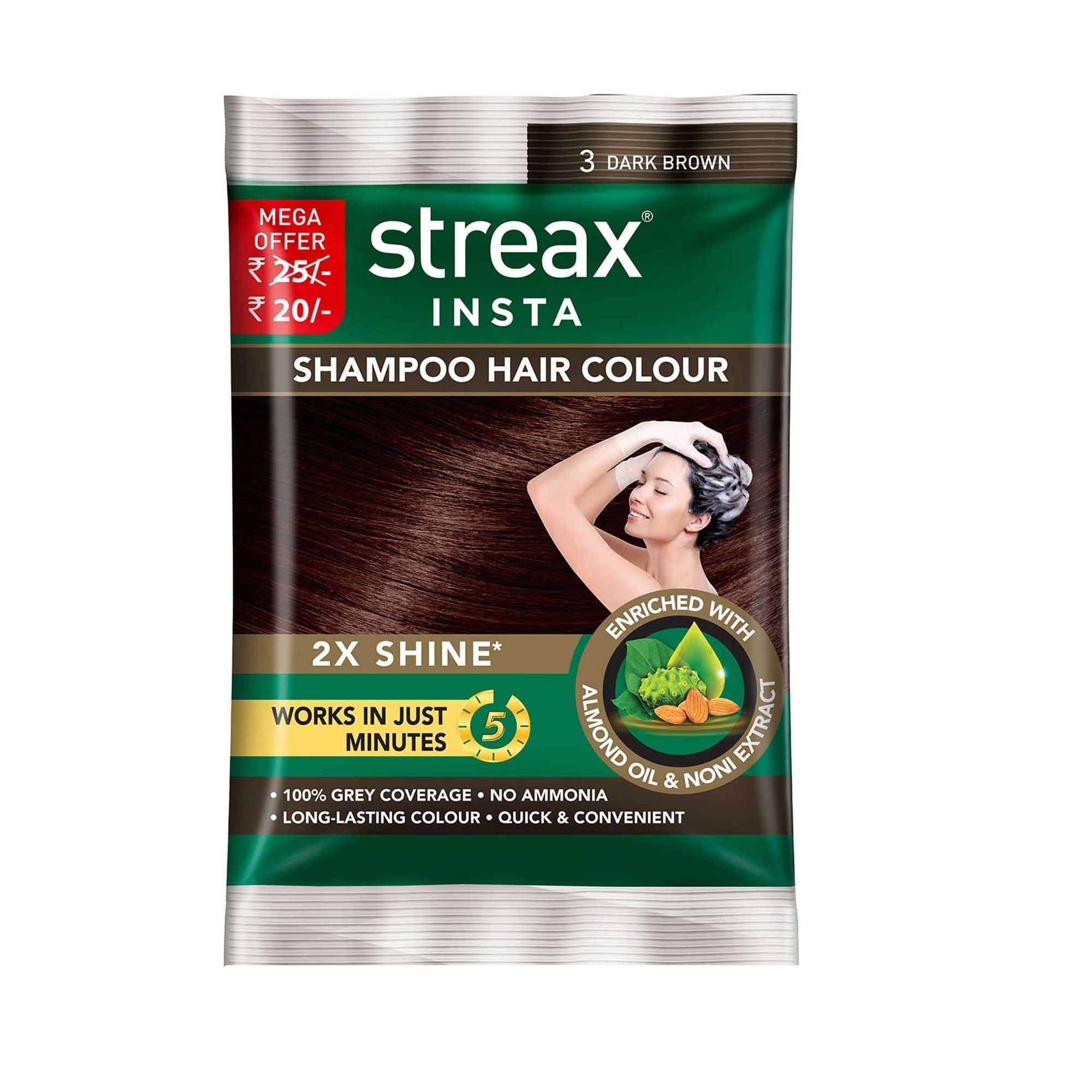 Streax Insta Shampoo Hair Colour - Dark Brown, 18ml Buy at Indicrest Image 8