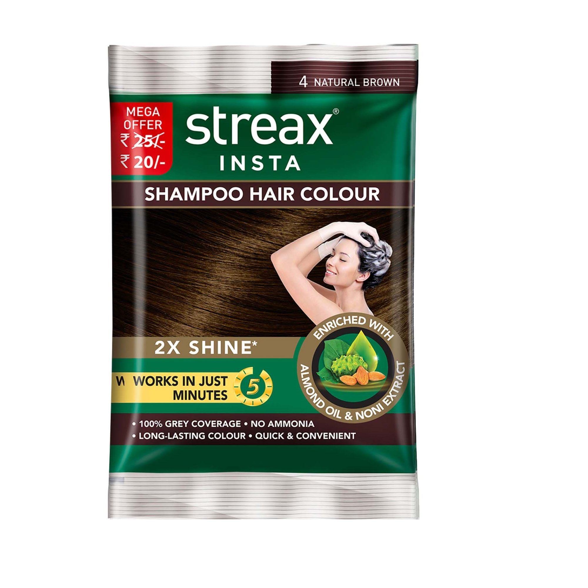 Streax Insta Shampoo Hair Colour - Natural Brown, 18ml Buy at Indicrest Image 8