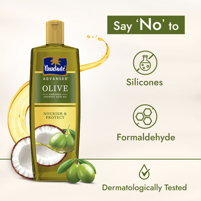 Parachute Advansed Olive Enriched Coconut Hair Oil, Upto 10X Less Hair Fall And 90% Stronger Hair, 300ml Buy at Indicrest Image 6