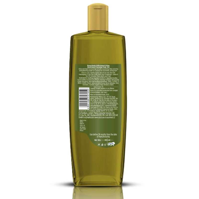Parachute Advansed Olive Enriched Coconut Hair Oil, Upto 10X Less Hair Fall And 90% Stronger Hair, 300ml Buy at Indicrest Image 8