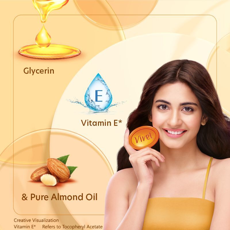 Vivel Glycerin Bathing Bar Soap For Soft Moisturized Skin (Pack of 3), 375g Buy at Indicrest Image 2