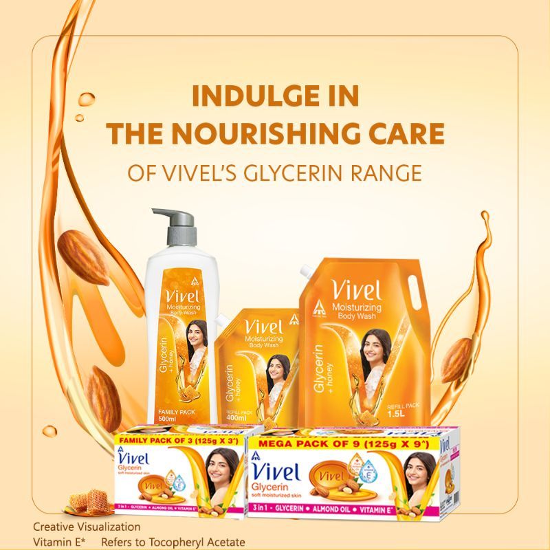 Vivel Glycerin Bathing Bar Soap For Soft Moisturized Skin (Pack of 3), 375g Buy at Indicrest Image 5