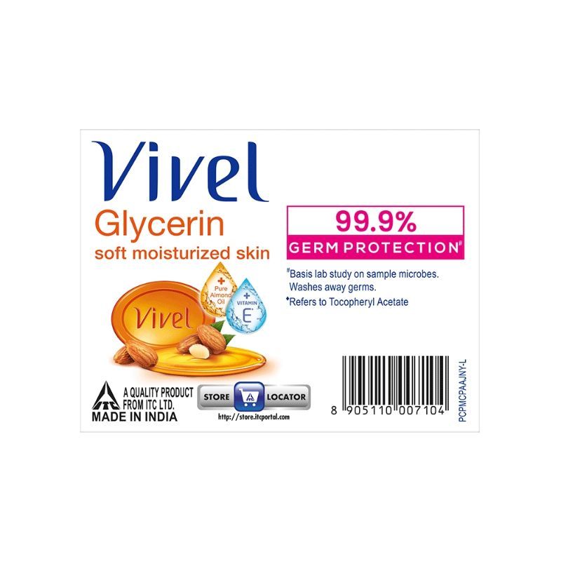 Vivel Glycerin Bathing Bar Soap For Soft Moisturized Skin (Pack of 3), 375g Buy at Indicrest Image 7