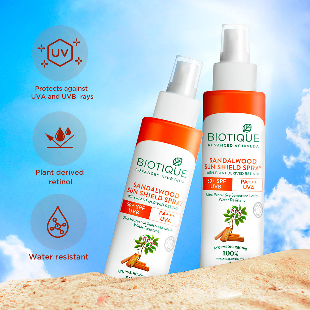 Biotique Sandalwood Sunshield Spray SPF 50, 120ml - Image 3 - Buy from Indicrest