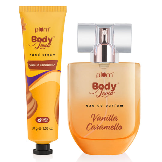 Plum Caramello On-The-Go by Plum BodyLovin’ | Long Lasting Perfume | Ultra Moisturizing & Non-GreasyHandcream | Yum Vanilla & Caramel Fragrance Buy at Indicrest