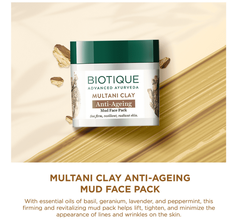Biotique Multani Clay Anti-Ageing Mud Face Pack, 75g - Image 3 - Buy from Indicrest