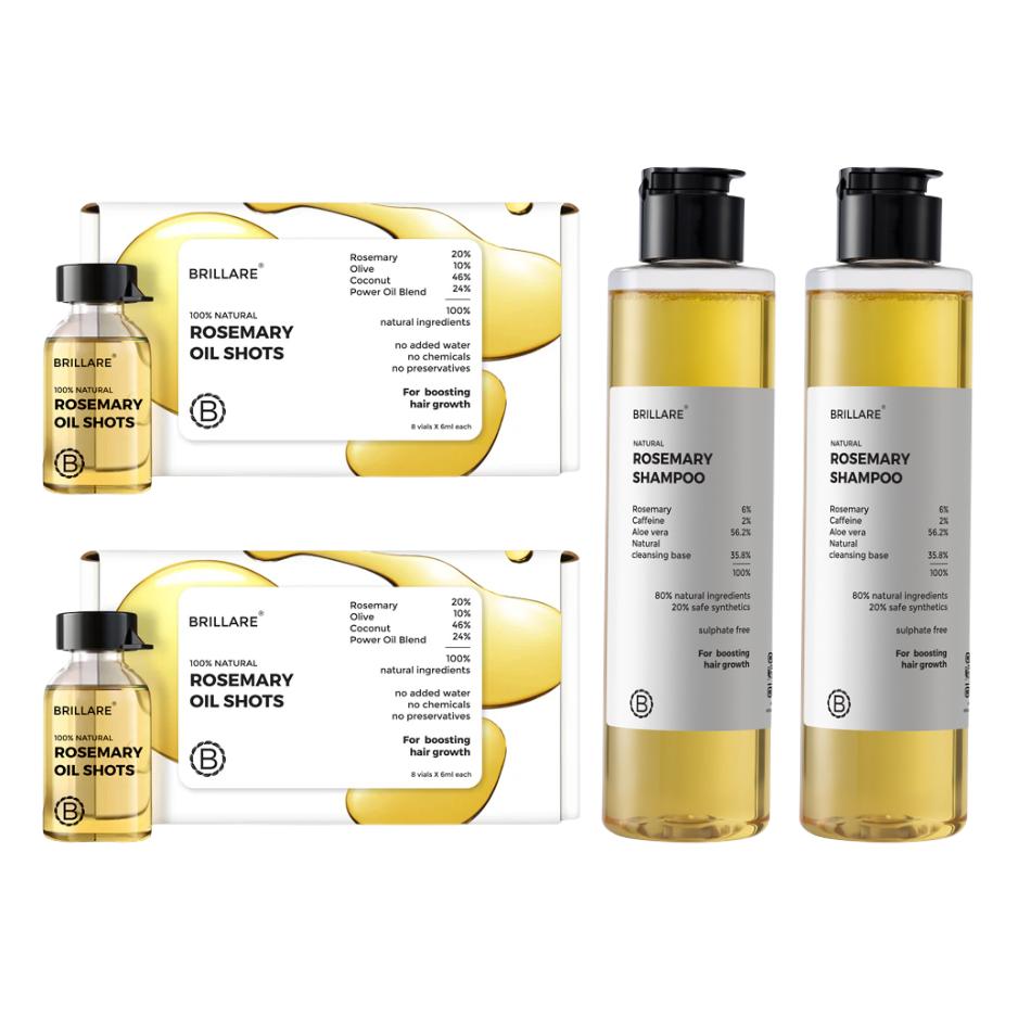Brillare Rosemary Oil Shots with Shampoo For Visible Hair Growth (Pack of 2) - Buy from Indicrest