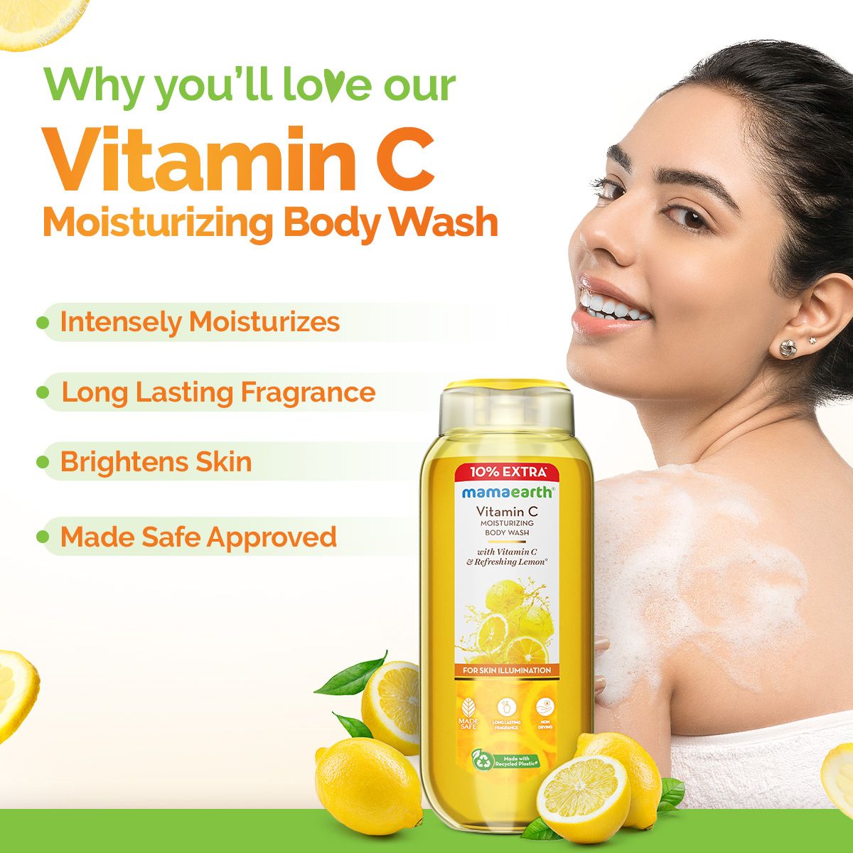 Mamaearth Vitamin C Moisturizing Body Wash with Vitamin C & Refreshing Lemon for Skin Illumination, 275 ml (250 ml + 25 ml Extra) - Image 2 - Buy from Indicrest