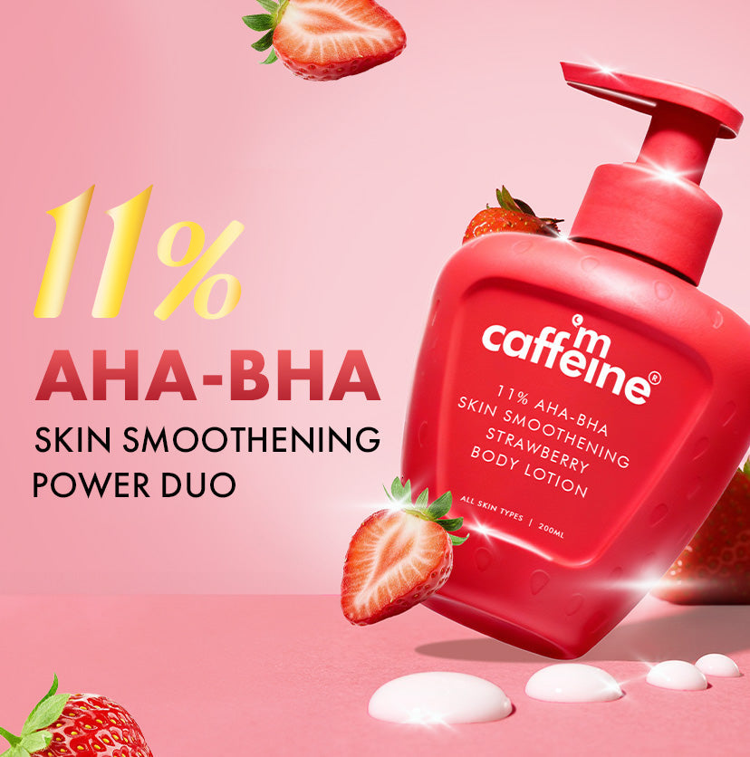 Mcaffeine 11% AHA BHA Strawberry Body Lotion for Skin Smoothening, 200ml - Image 2 - Buy from Indicrest