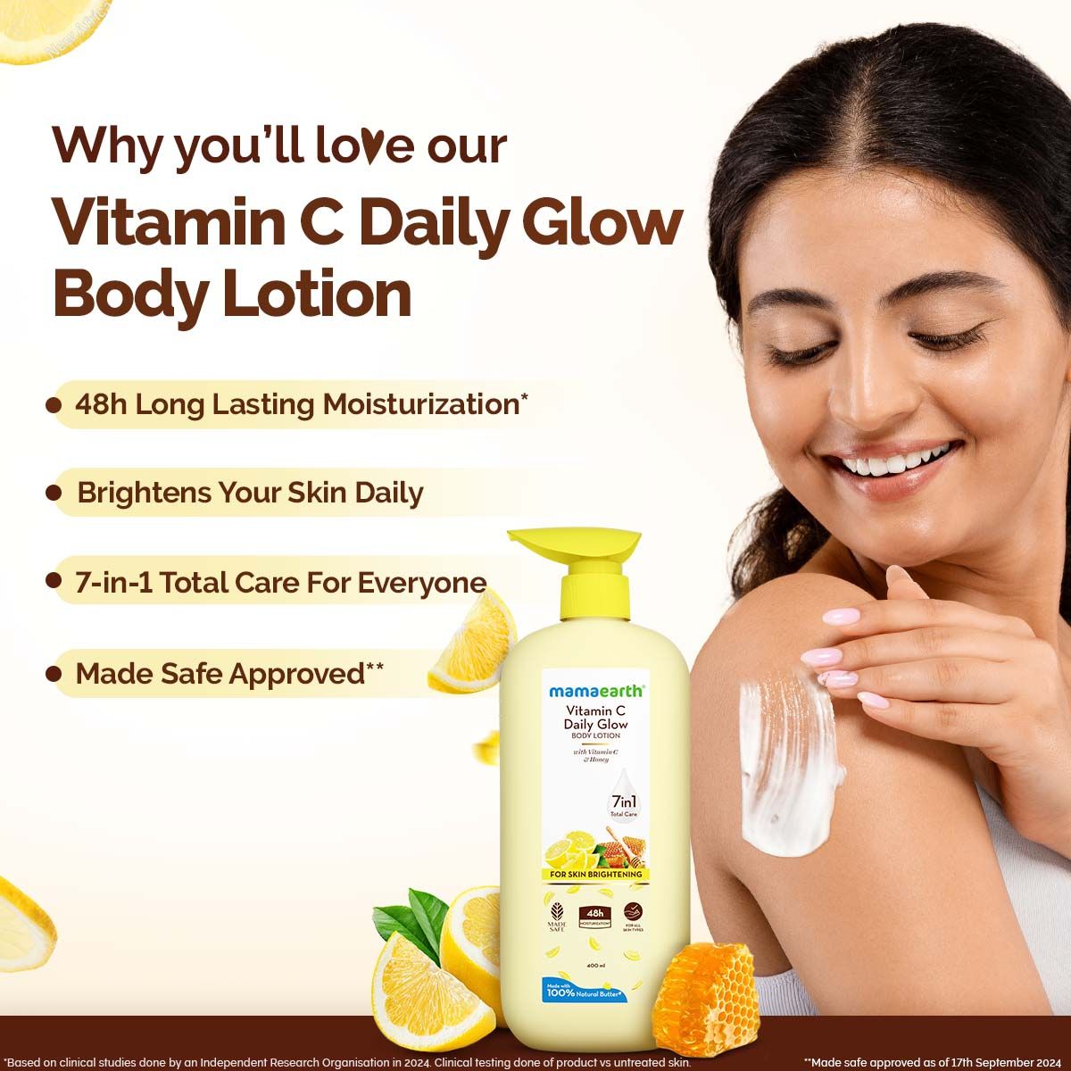 Mamaearth Vitamin C Daily Glow Body Lotion For Skin Brightening, Pack of 2 X 400ml - Image 3 - Buy from Indicrest