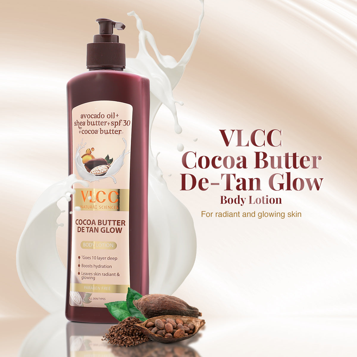 VLCC Cocoa Butter De-tan Glow and Active Fruits Body Lotion SPF 30 | PA+++ - Image 3 - Buy from Indicrest