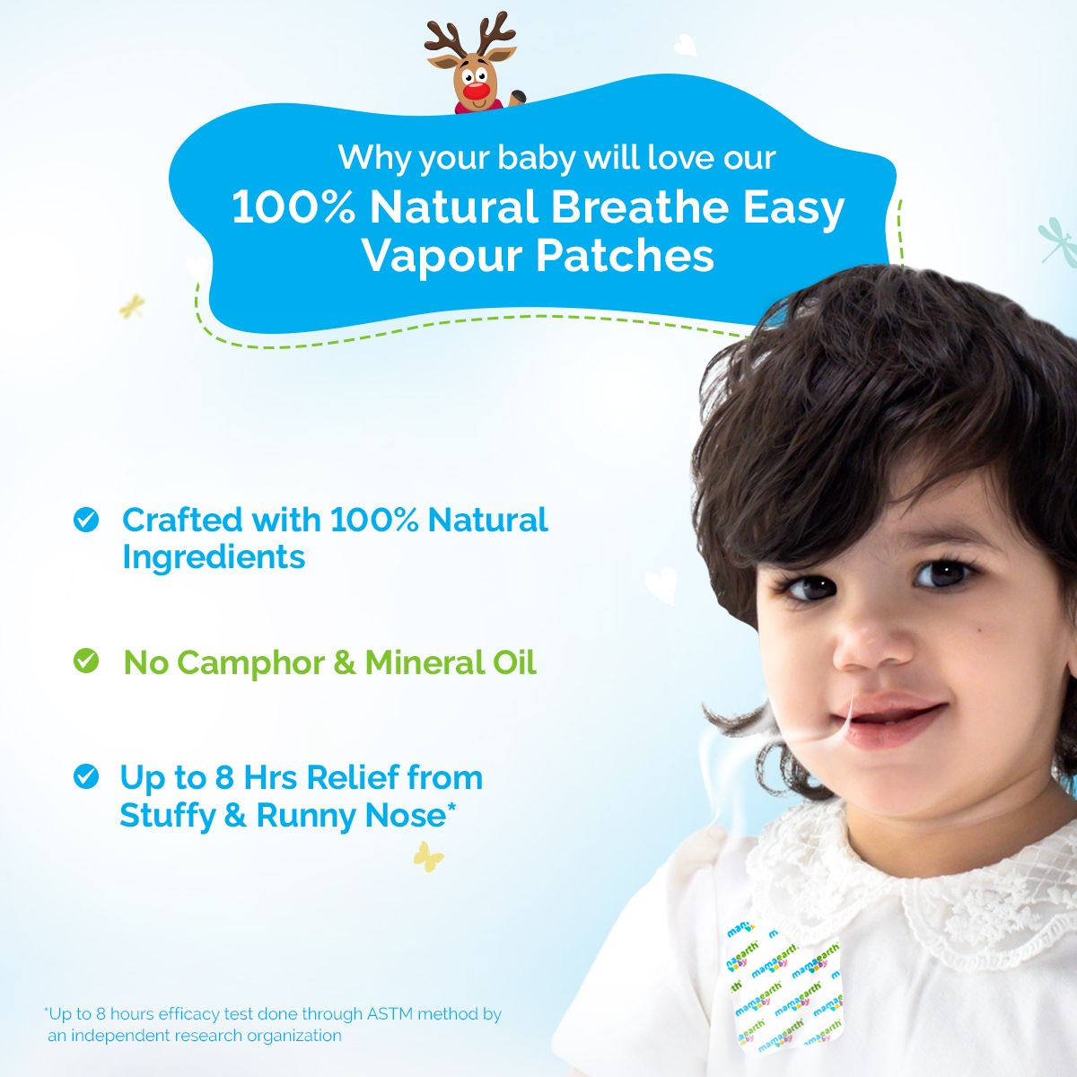 Mamaearth Baby 100% Natural Breathe Easy Vapour Patches with Eucalyptus Oil & Peppermint Oil, 5 pcs - Image 2 - Buy from Indicrest