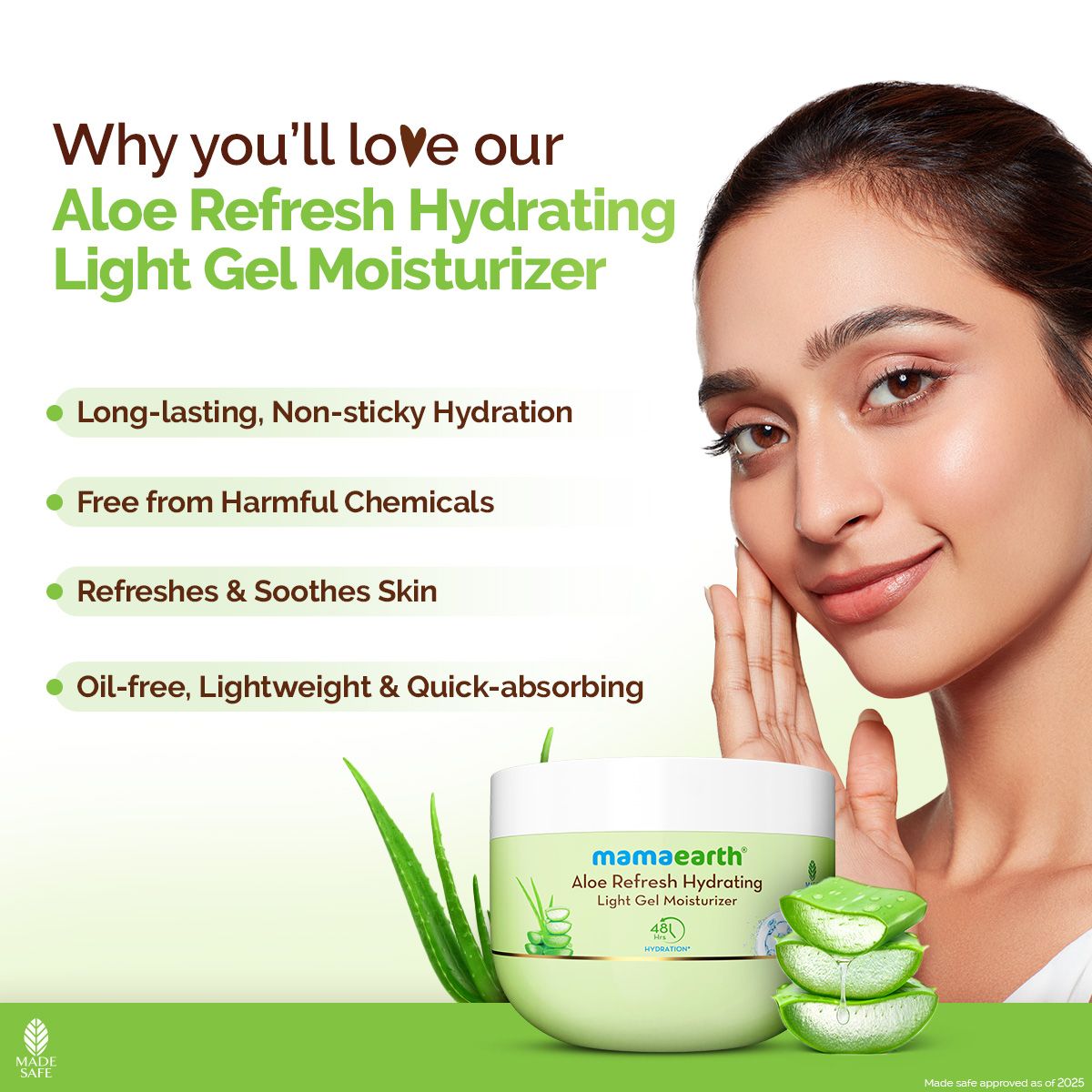 Mamaearth Aloe Refresh Hydrating Light Gel Moisturizer with Aloe Vera & Hyaluronic Acid for Hydrated Refreshed Skin, 200g - Image 2 - Buy from Indicrest