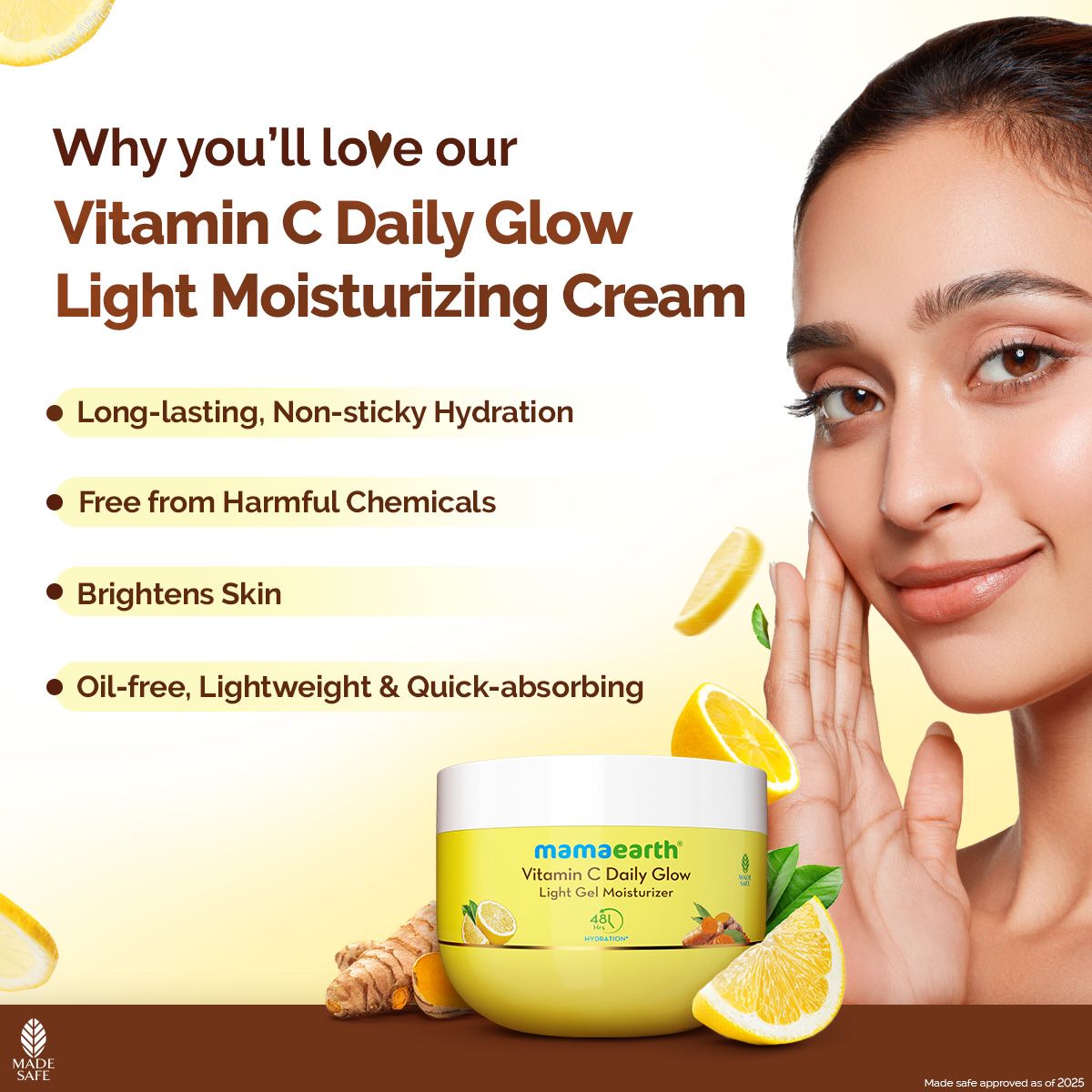 Mamaearth Vitamin C Daily Glow Light Gel Moisturizer with Vitamin C & Turmeric for Skin Brightening, 200g - Image 2 - Buy from Indicrest