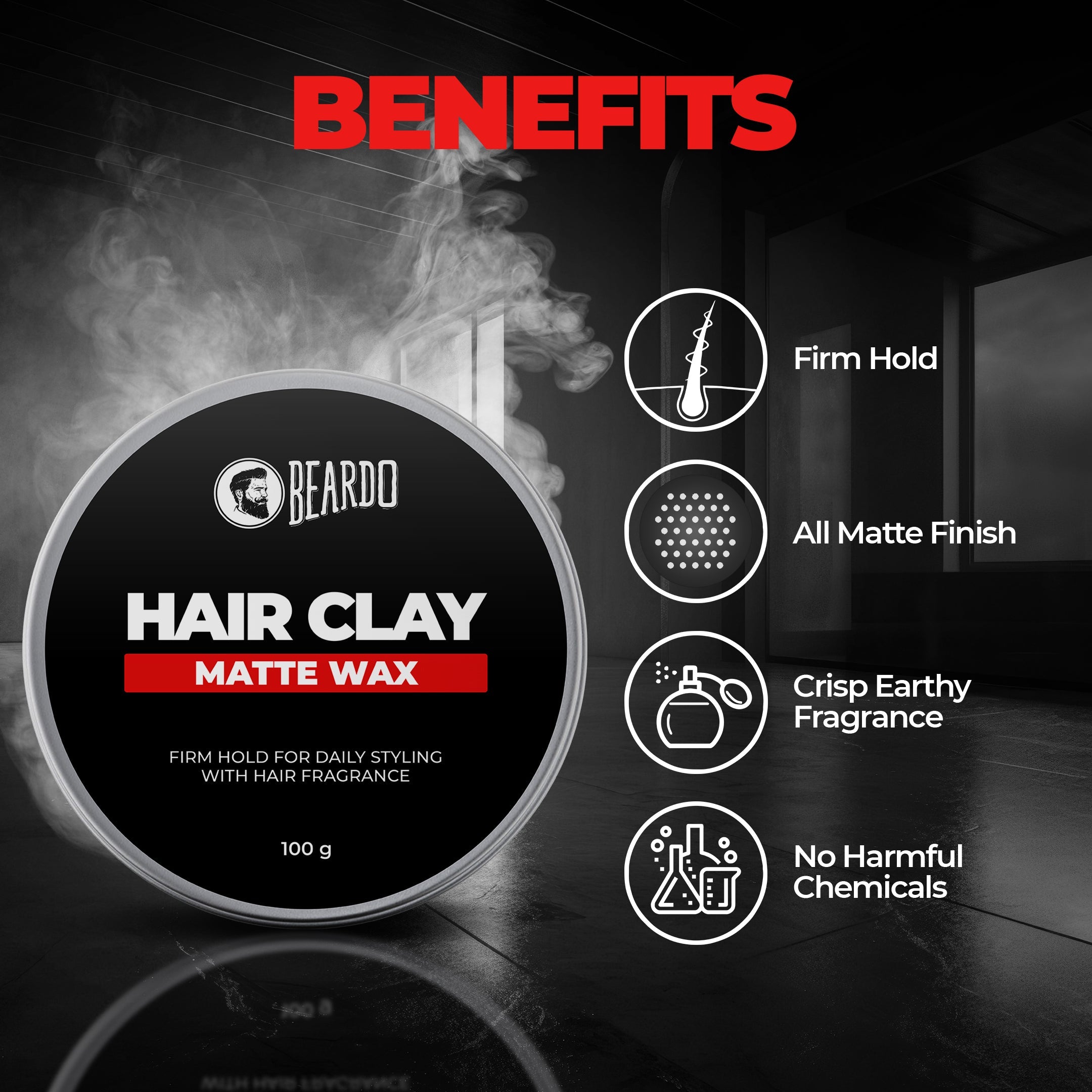 Beardo HAIR CLAY Wax, Strong Hold, 100g - Image 3 - Buy from Indicrest