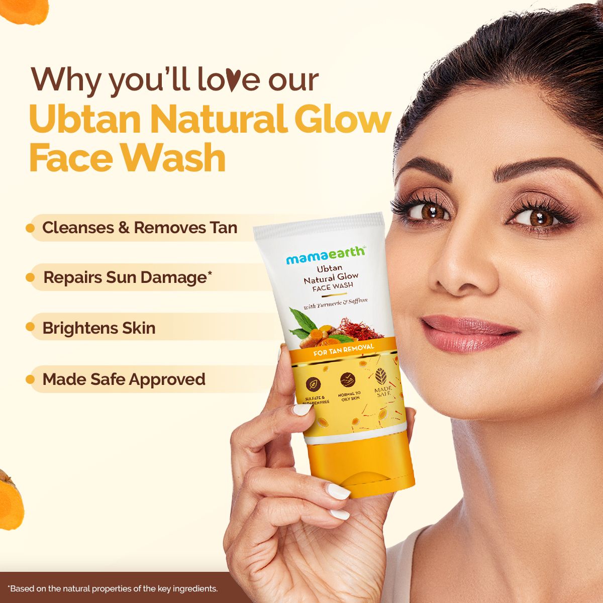 Mamaearth Ubtan Natural Glow Face Wash with Turmeric & Saffron for Tan Removal, 150ml - Image 3 - Buy from Indicrest