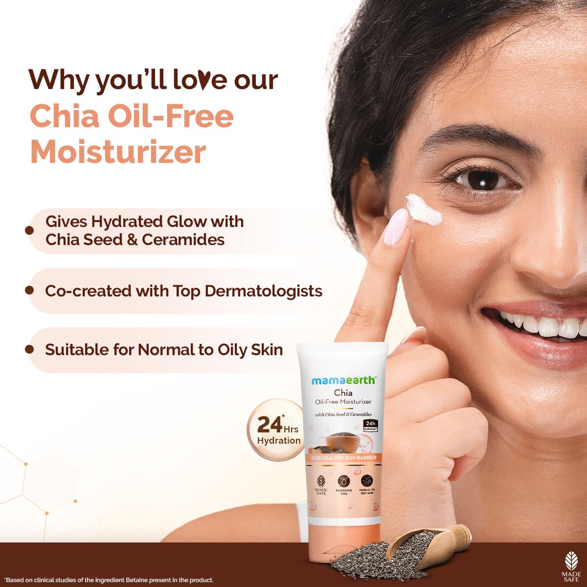 Mamaearth Chia Oil-Free Moisturizer with Chia Seed & Ceramides for Hydrated Glow, 80g - Image 3 - Buy from Indicrest