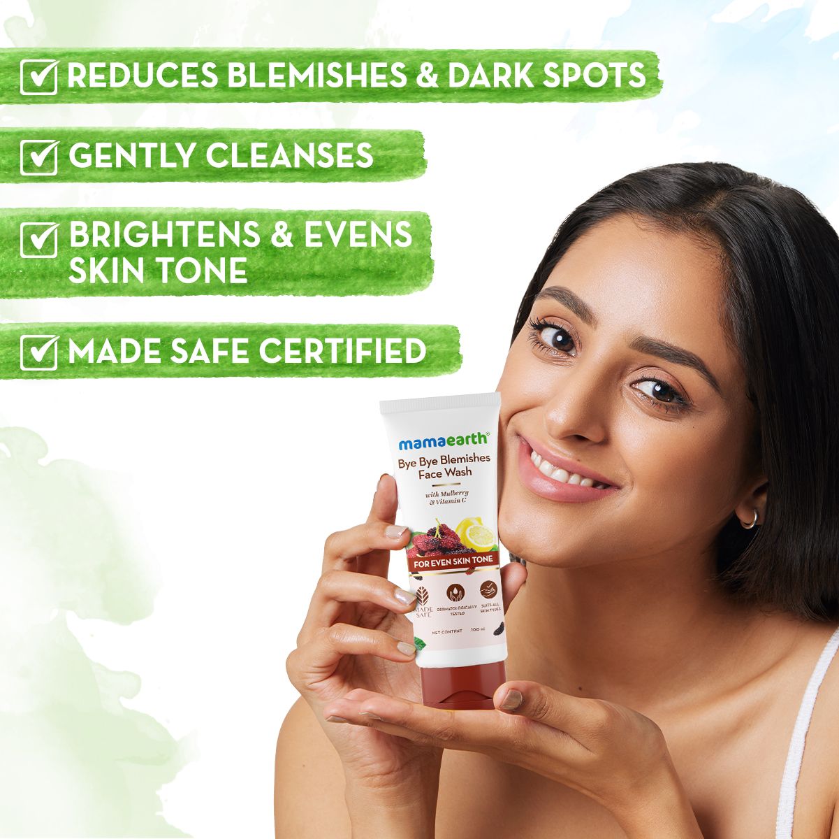 Mamaearth Bye Bye Blemishes X Face Wash with Mulberry and Vitamin C for Even Skin Tone, 100ml - Image 2 - Buy from Indicrest