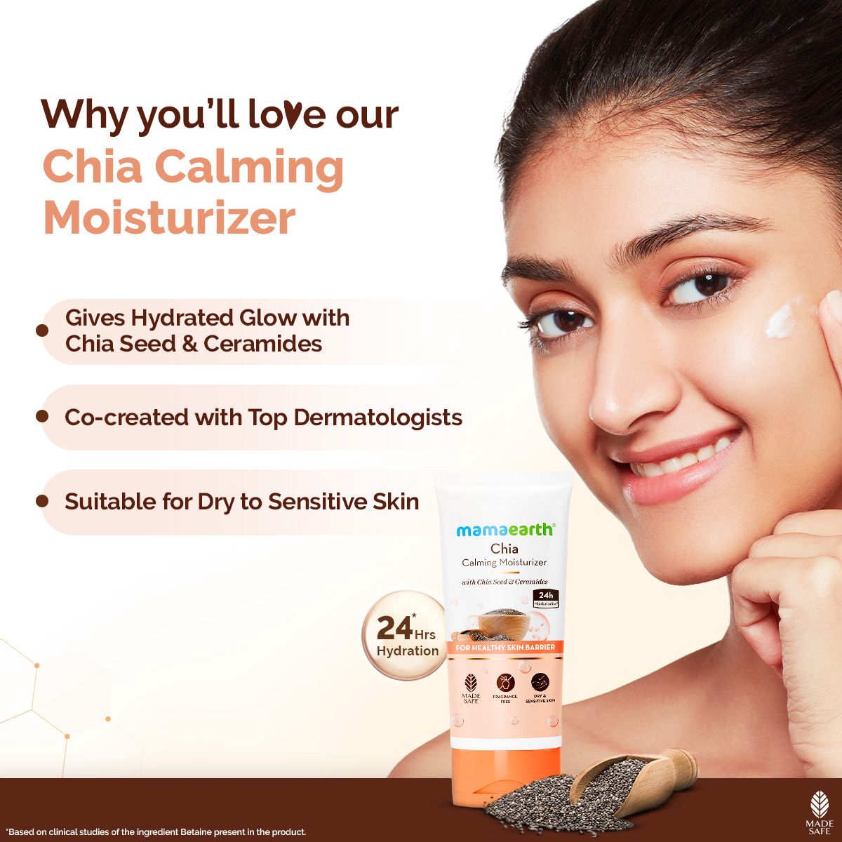 Mamaearth Chia Calming Moisturizer with Chia Seed & Ceramides for Healthy Skin Barrier, 80g - Image 3 - Buy from Indicrest