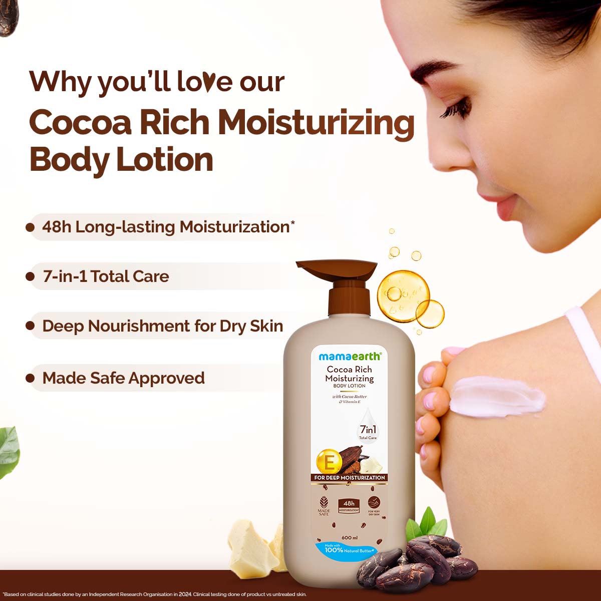 Mamaearth Cocoa Rich Moisturizing Body Lotion with Cocoa Butter & Vitamin E for Deep Moisturization, 600ml - Image 2 - Buy from Indicrest