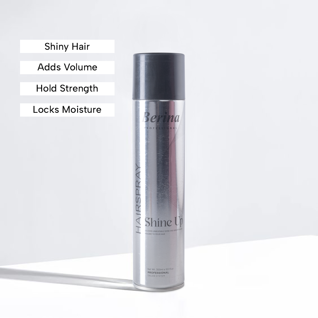 Berina Professional Hair Shine-Up Spray | Instant Glossy Shine & Light Hold for All Hair Types, 300ml