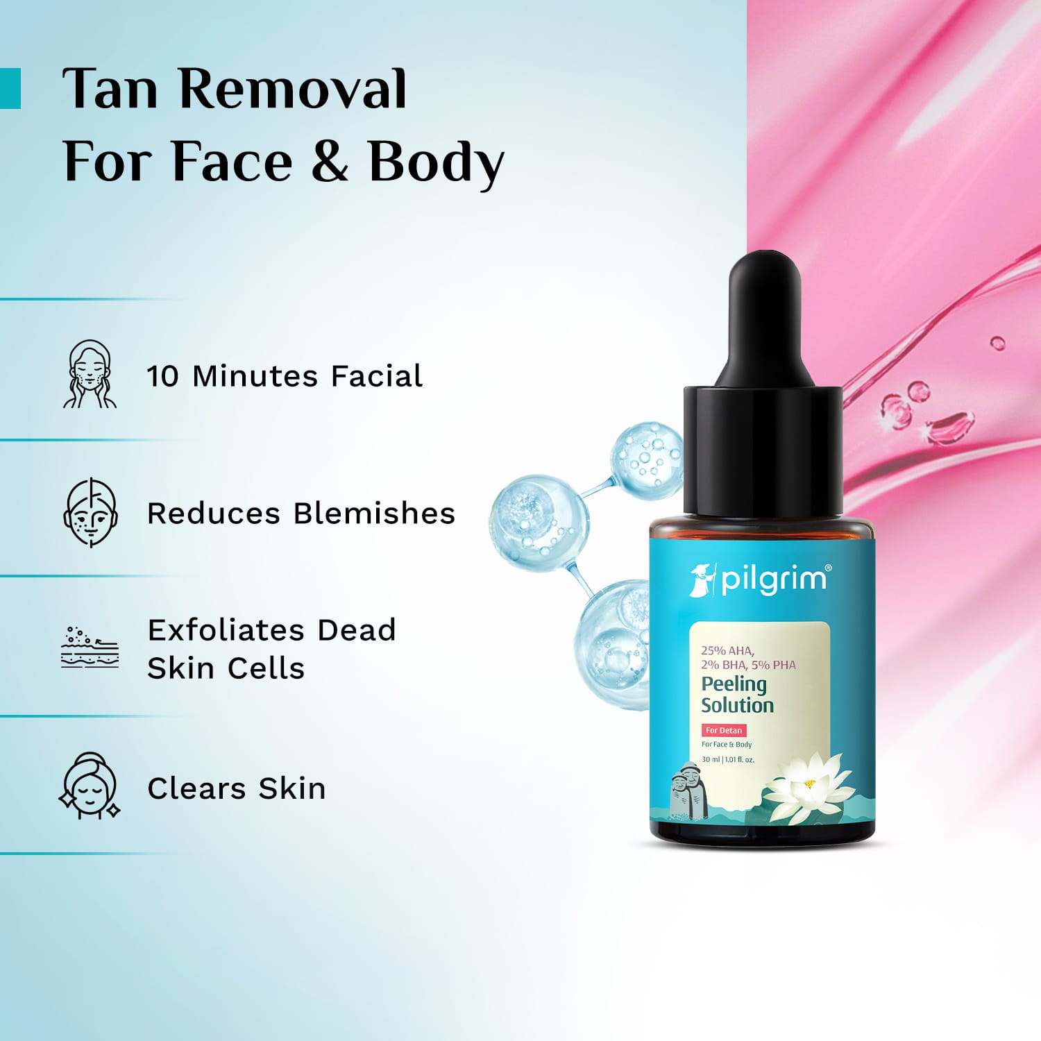 Pilgrim Tan Defense Duo, Peeling Solution 30ml + Sunscreen 50g - Image 2 - Buy from Indicrest