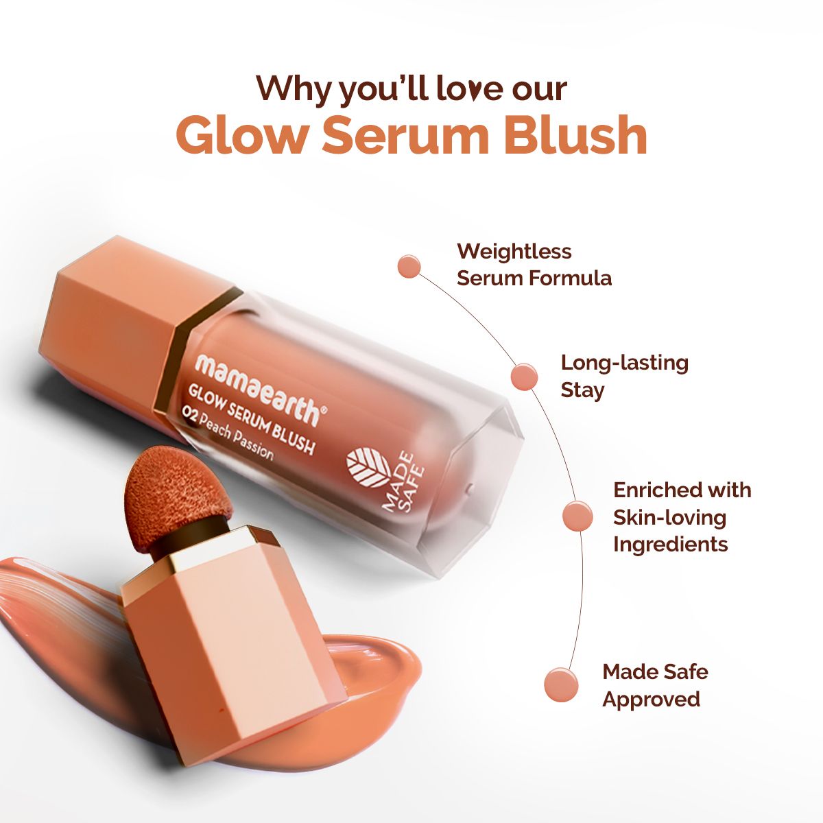 Mamaearth Glow Serum Blush with Vitamin C & Peach Extract, 5ml, Peach Passion - Image 2 - Buy from Indicrest