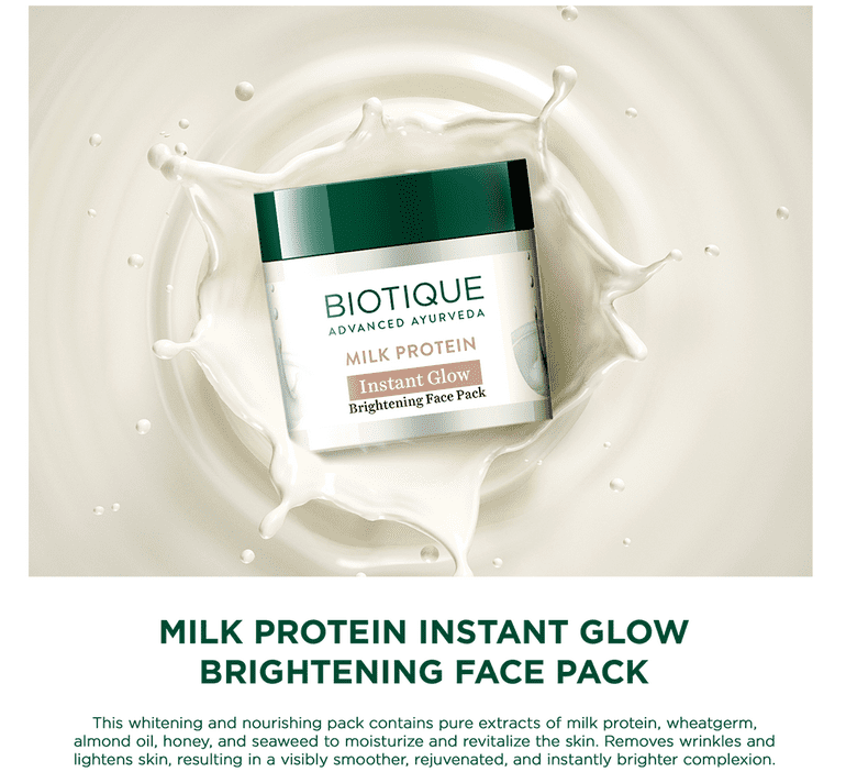 Biotique Milk Protein Instant Glow Brightening Face Pack, 175g - Image 4 - Buy from Indicrest