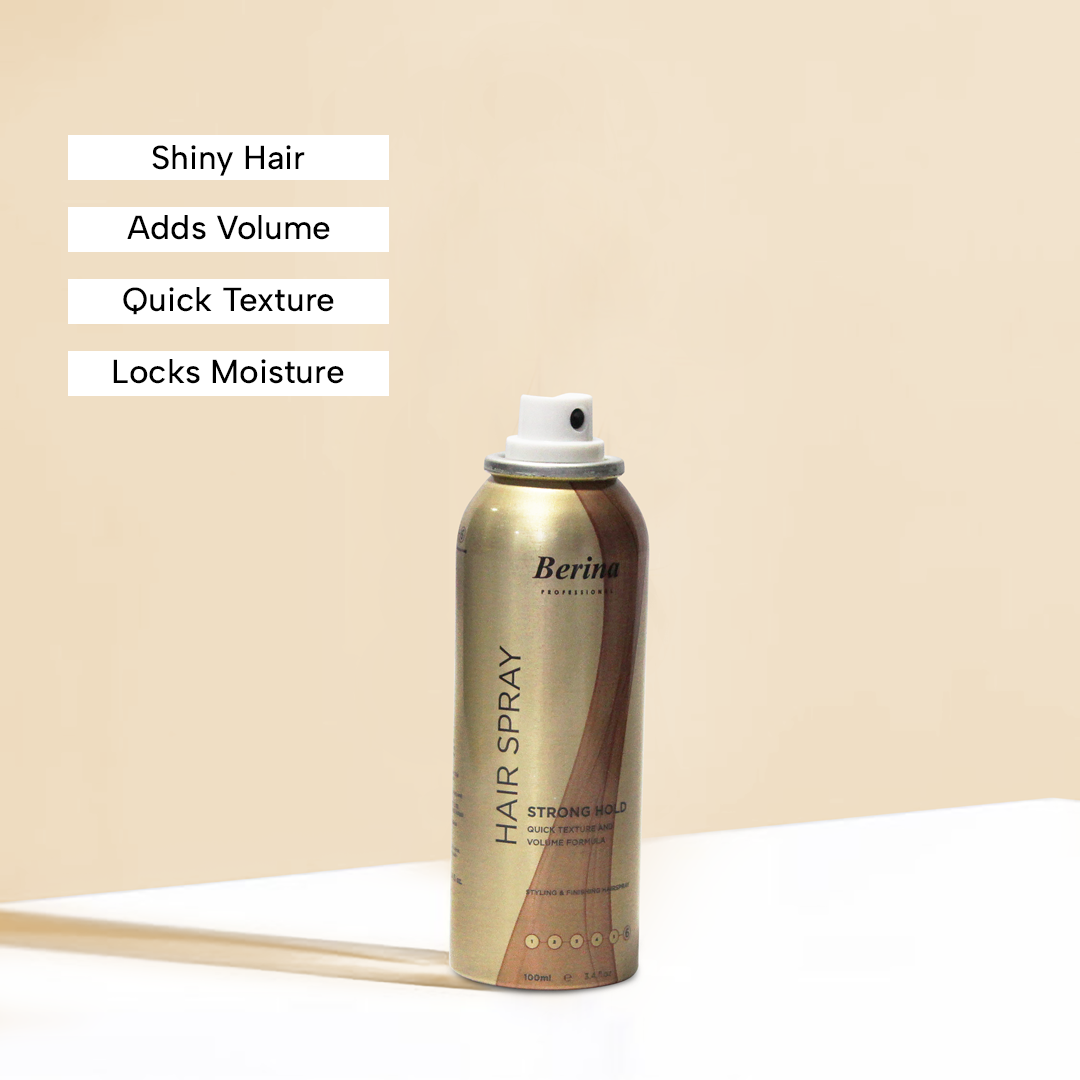 Berina Professional Hair Spray (Strong Hold) | Long-Lasting Firm Hold for All-Day Styling, 100ml