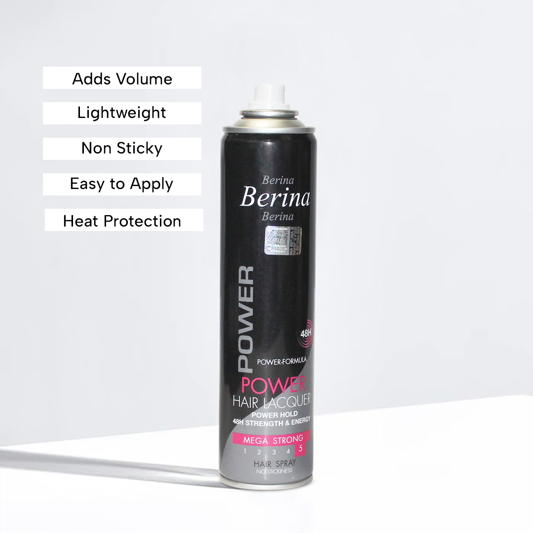 Berina Professional Hair Spray (Strong Hold) | Long-Lasting Firm Hold for All-Day Styling, 250ml