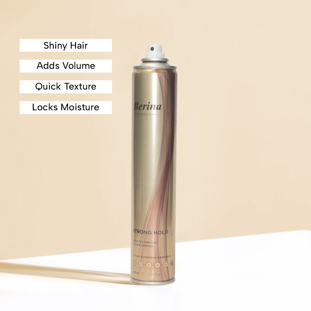 Berina Professional Hair Spray (Strong Hold) | Long-Lasting Firm Hold for All-Day Styling, 400ml