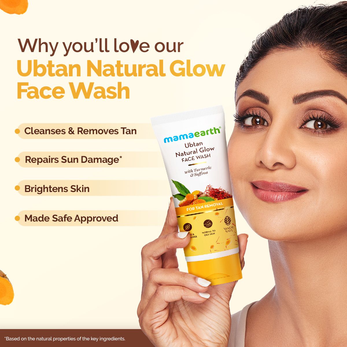 Mamaearth Ubtan Natural Glow Face Wash with Turmeric & Saffron for Tan Removal, 200ml - Image 2 - Buy from Indicrest