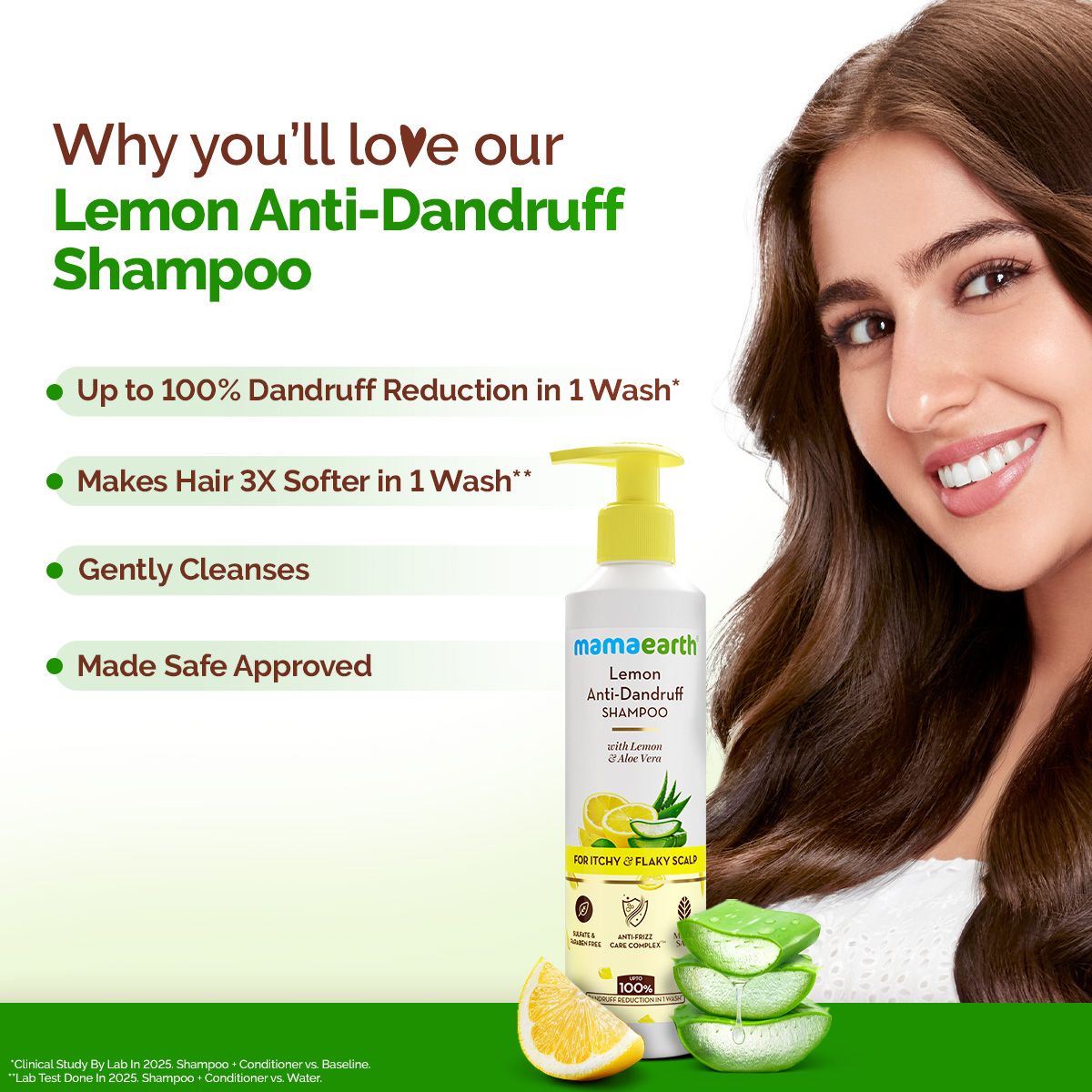 Mamaearth Lemon Anti-Dandruff Shampoo with Lemon & Aloe Vera for Itchy & Flaky Scalp, 250ml - Image 3 - Buy from Indicrest